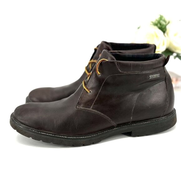 Rockport Mens Adiprene Chukka Boots Size 13 Dark Brown Leather Hydro Shield - Picture 3 of 7